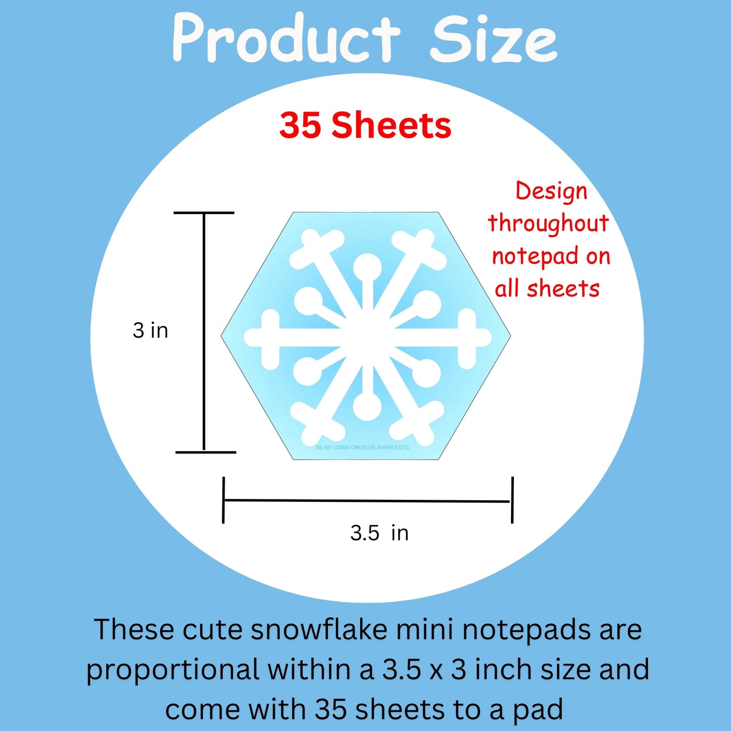 SHAPES ETC. Mini Notepad - Snowflake