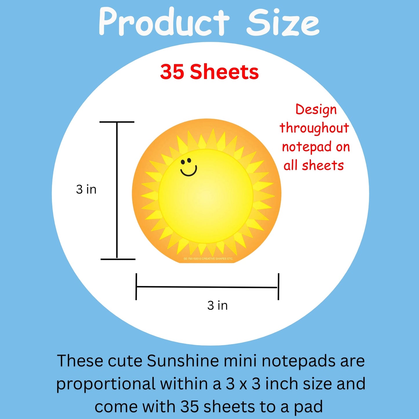 SHAPES ETC. Mini Notepad - Sunshine