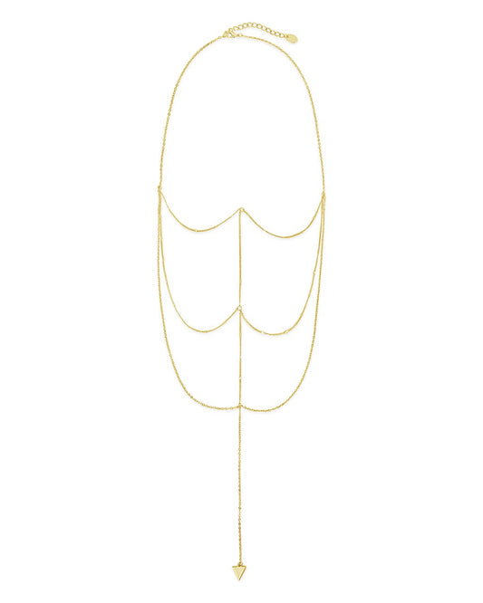 Triple Layer Triangle Drop Chain Necklace