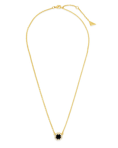 CZ Bezel Rose Petal Pendant Necklace