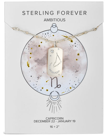CZ Constellation Dog Tag Pendant Necklace