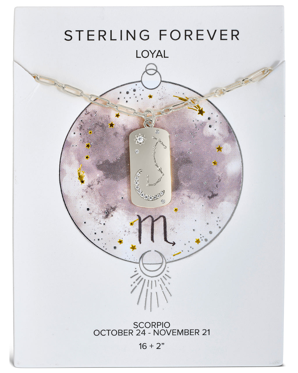 CZ Constellation Dog Tag Pendant Necklace