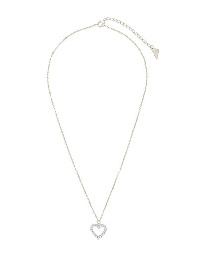 Sterling Silver Cubic Zirconia Outline Heart Pendant Necklace