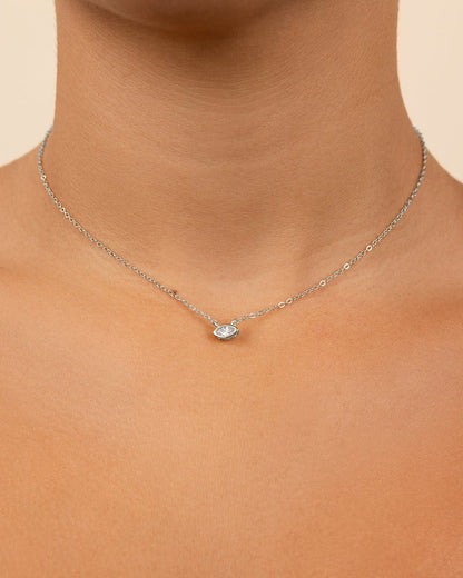 Sterling Silver Marquise Bezel Set Pendant