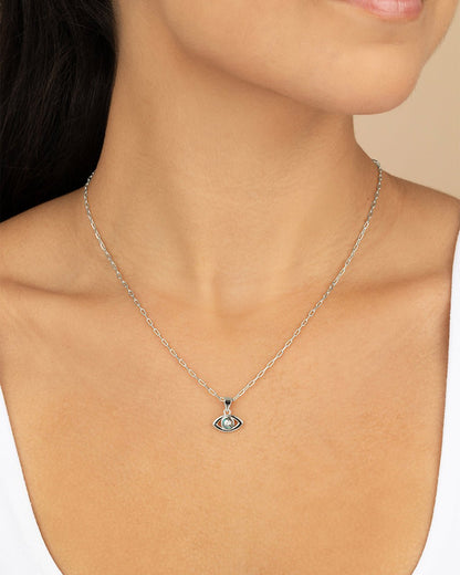Leidy CZ & Mother of Pearl Evil Eye Pendant Necklace