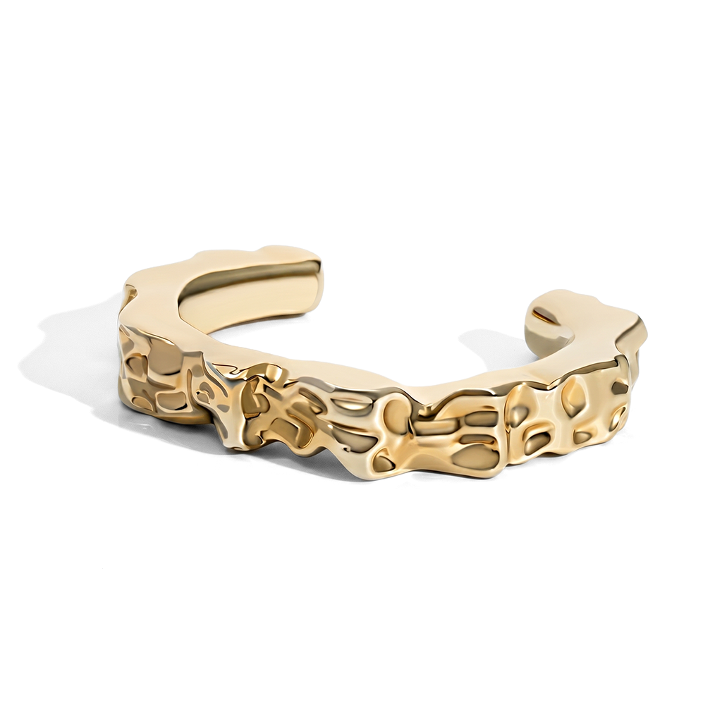 Nathalia Sculpted Hammered Cuff Bracelet Silver