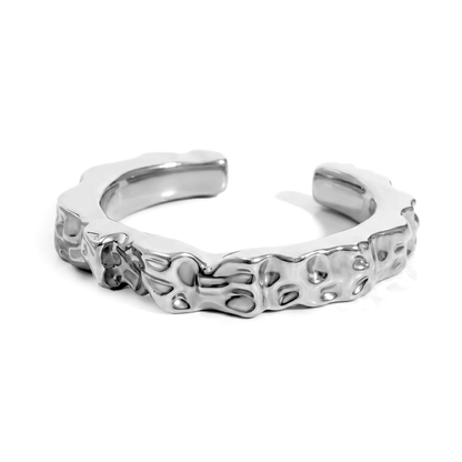 Nathalia Sculpted Hammered Cuff Bracelet Silver