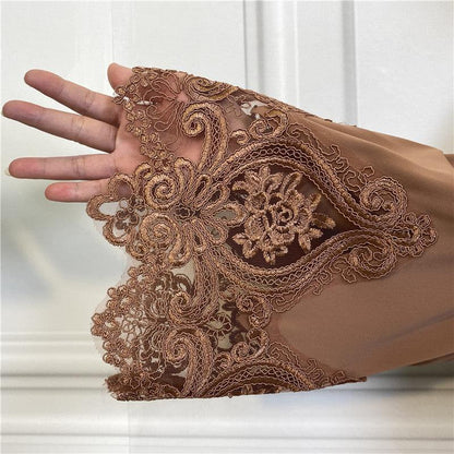 Floral Lace Zip Abaya (MA060)