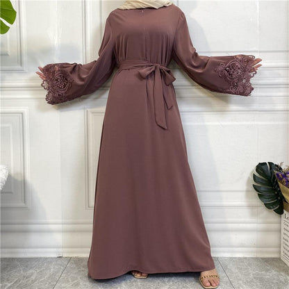 Floral Lace Zip Abaya (MA060)