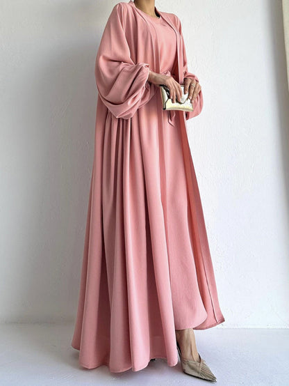 Loose Lantern Sleeve Abaya 3-Piece Set(MOA050)