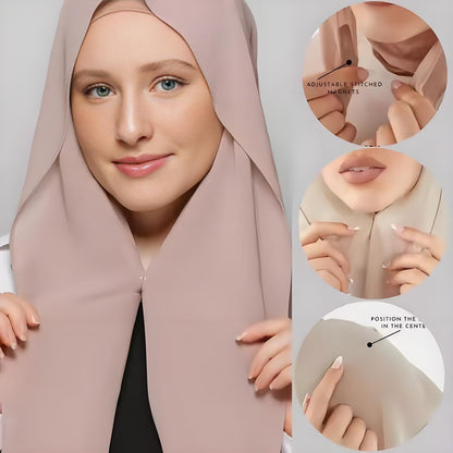Magnetic Chiffon Instant Hijab | Easy-Wear Anti-Slip Square Scarf with Magnetic Closure (MH152)