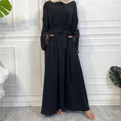 Floral Lace Zip Abaya (MA060)