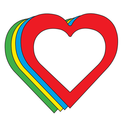 SHAPES ETC.  Open Heart Assorted Color Creative Cut-Outs- 5.5"
