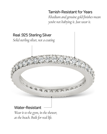 Sterling Silver 2mm Thin CZ Band Ring