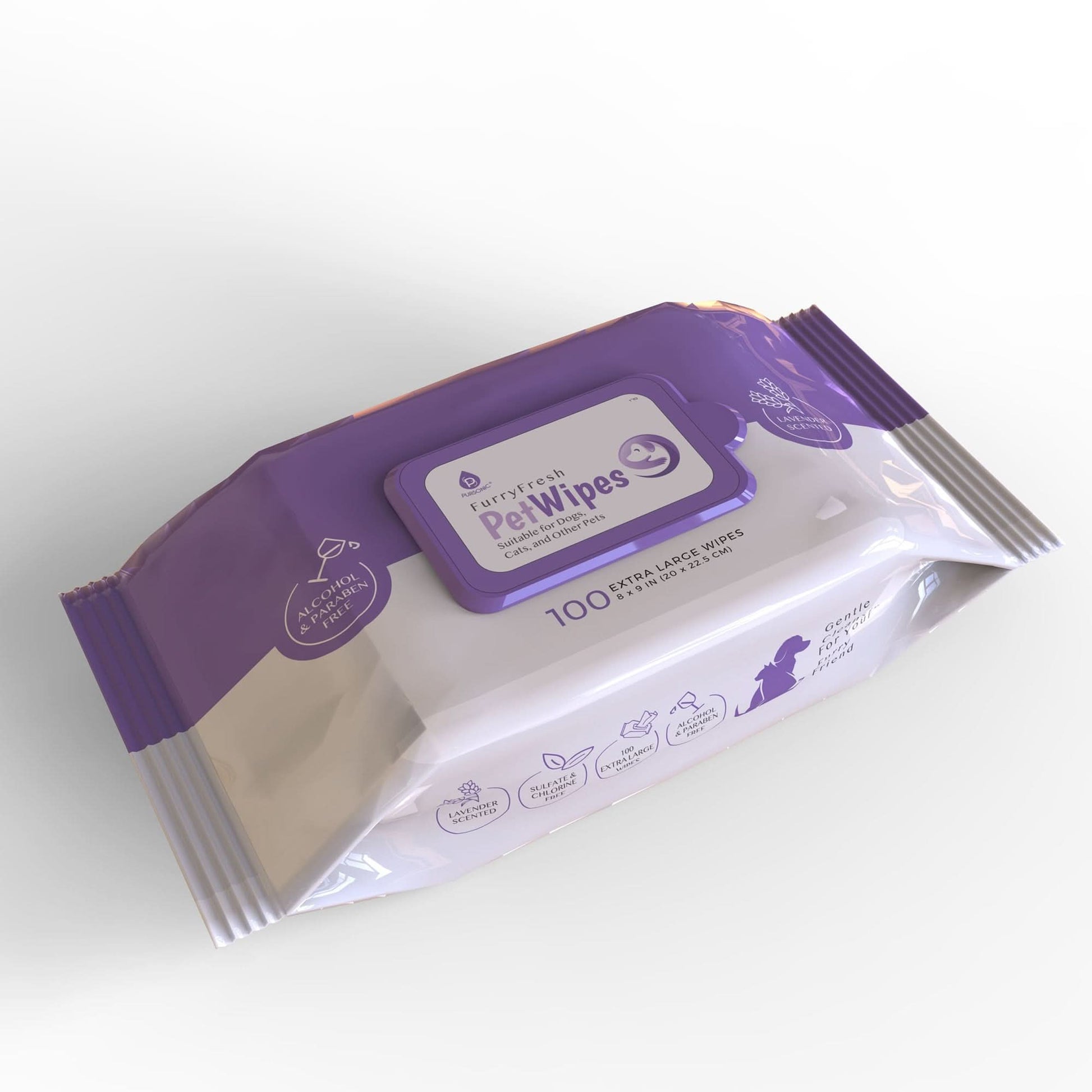 Furry Fresh Pet Wipes - Lavender Scented, 100 Extra Large Wipes - TrendDora