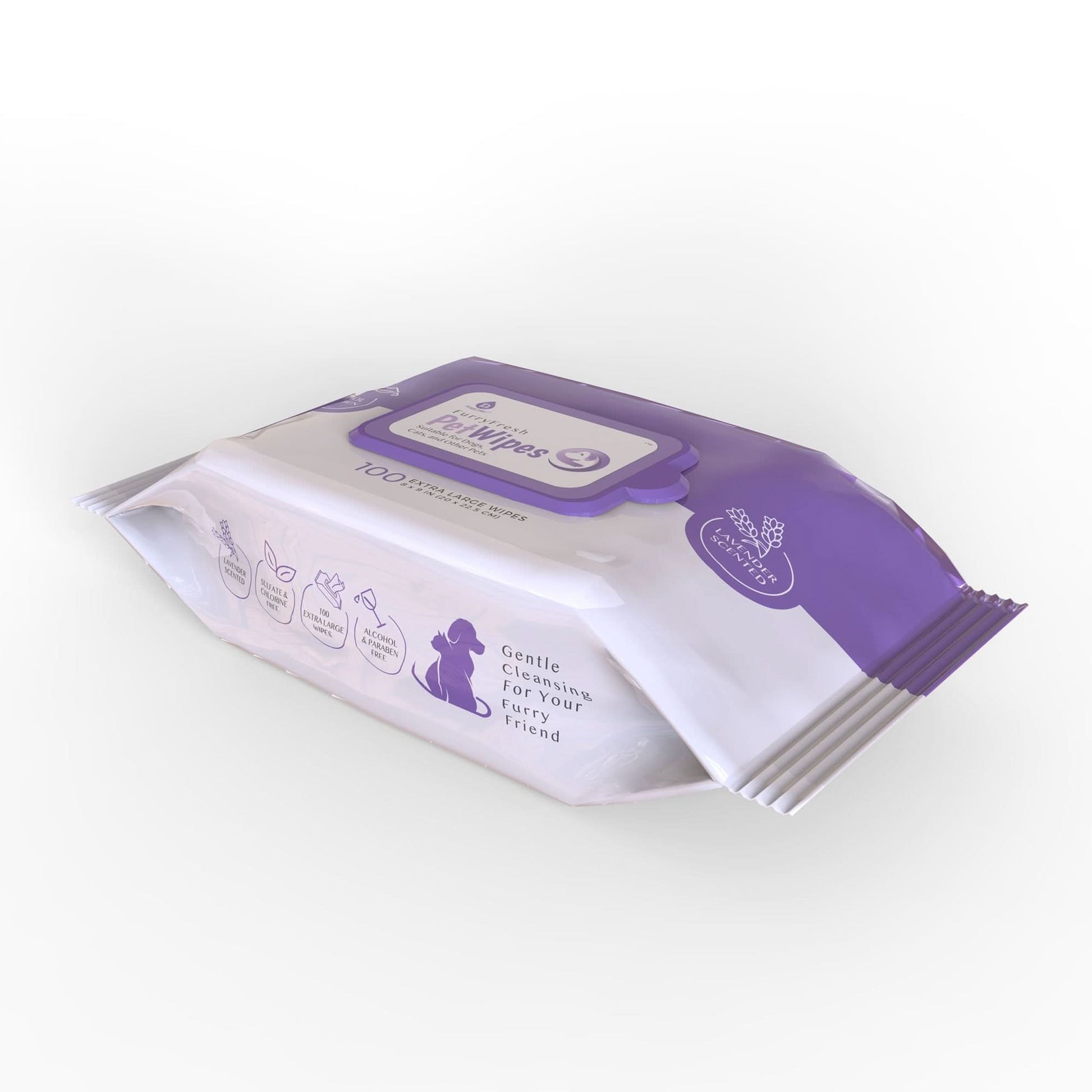 Furry Fresh Pet Wipes - Lavender Scented, 100 Extra Large Wipes - TrendDora