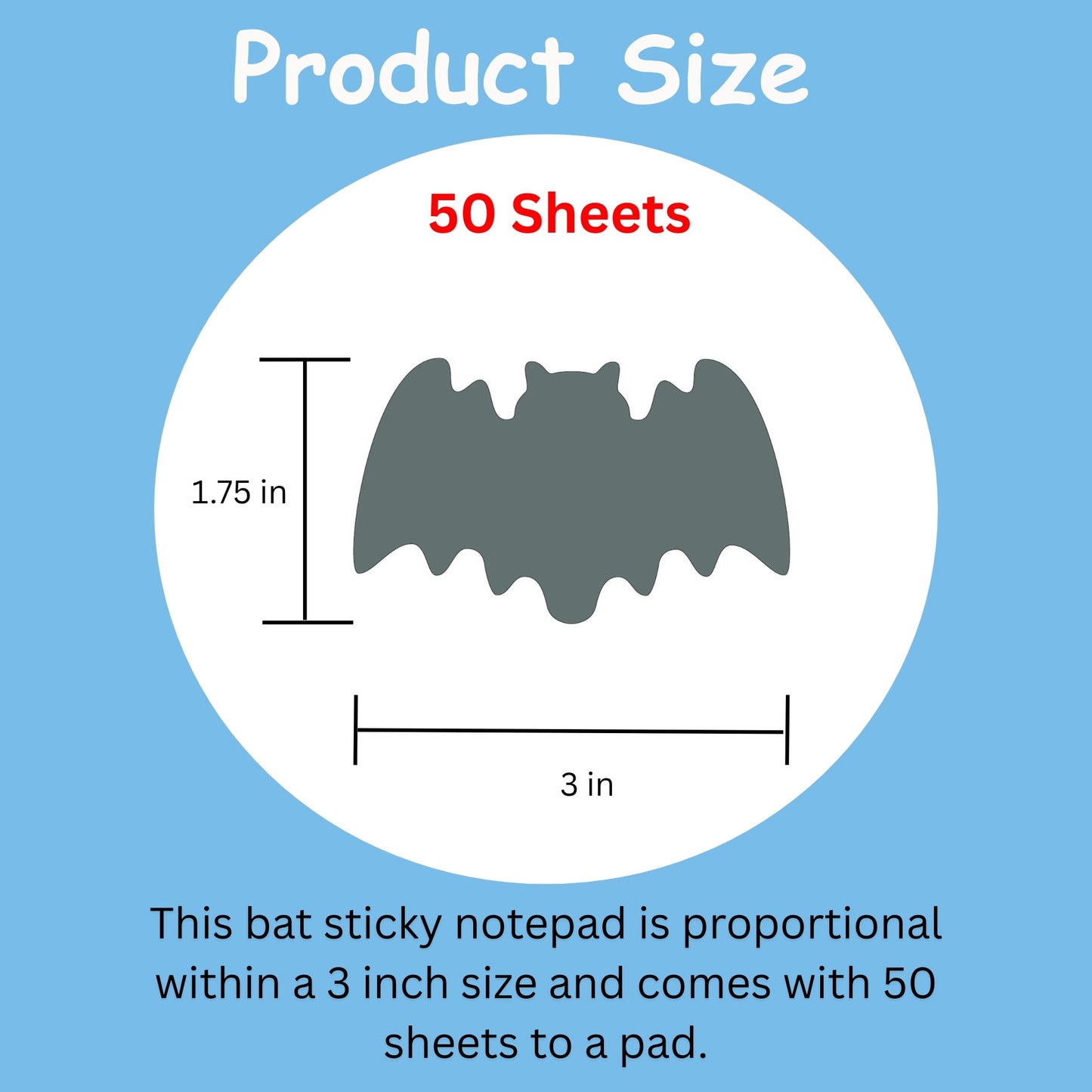 SHAPES ETC. Sticky Shape Notepad - Bat
