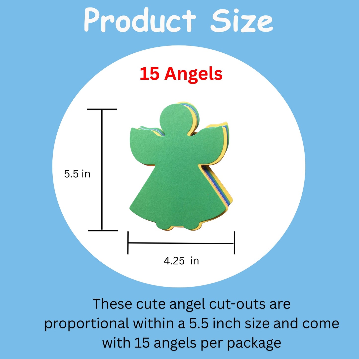 SHAPES ETC. Large Assorted Color Creative Foam Cut-Outs - Angel