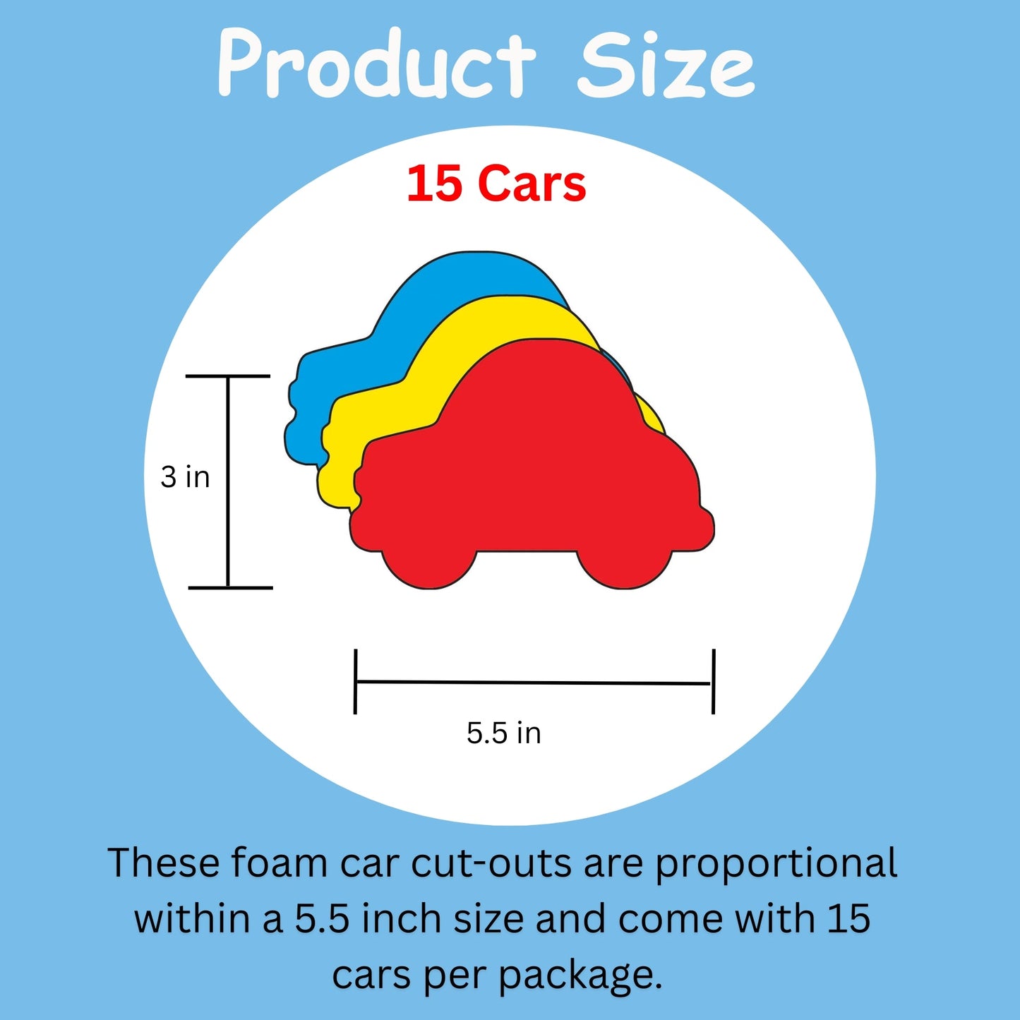 SHAPES ETC. Large Tri Color Creative Foam Cut-Outs - Car