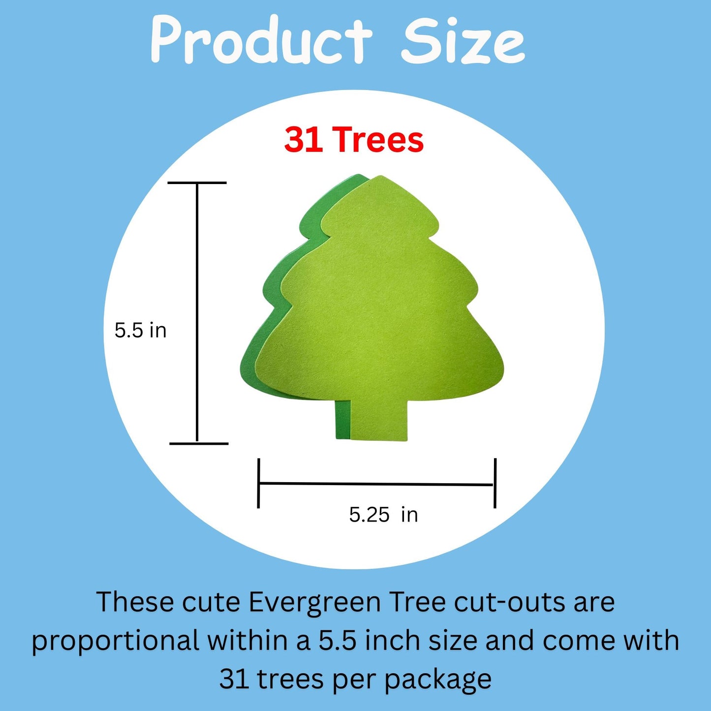 SHAPES ETC.  Holiday Evergreen Tree Assorted Green Color Cut-Outs - 5.5in
