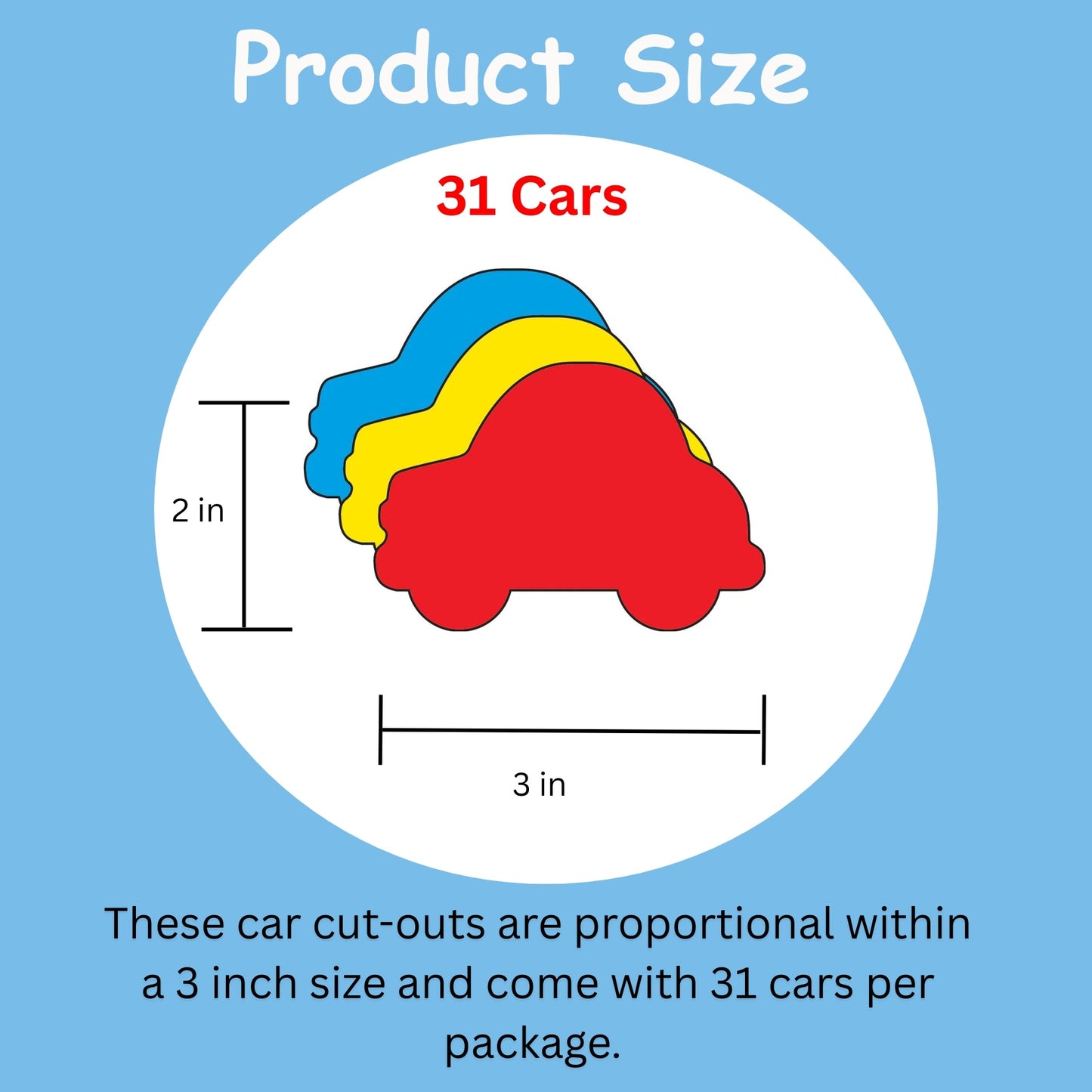 SHAPES ETC. Car Tri-Color Creative Cut-Outs- 3”