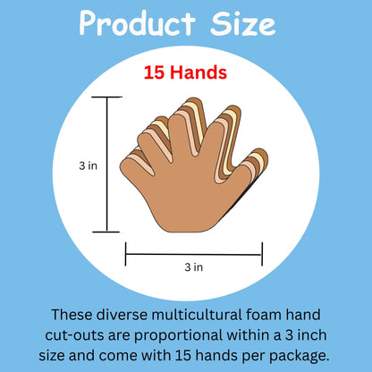 SHAPES ETC. Samll Hand Foam Multicultural Creative Cut-Outs- 3”