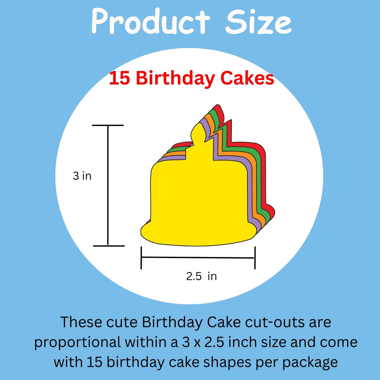 SHAPES ETC. Small Assorted Color Creative Foam Cut-Outs - Birthday Cake