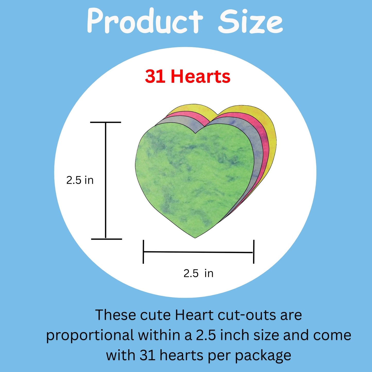 SHAPES ETC.  Heart Marble Assorted Color Creative Cut-Outs- 2.5"