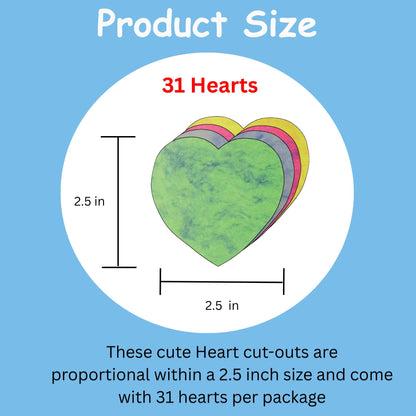 SHAPES ETC.  Heart Marble Assorted Color Creative Cut-Outs- 2.5"