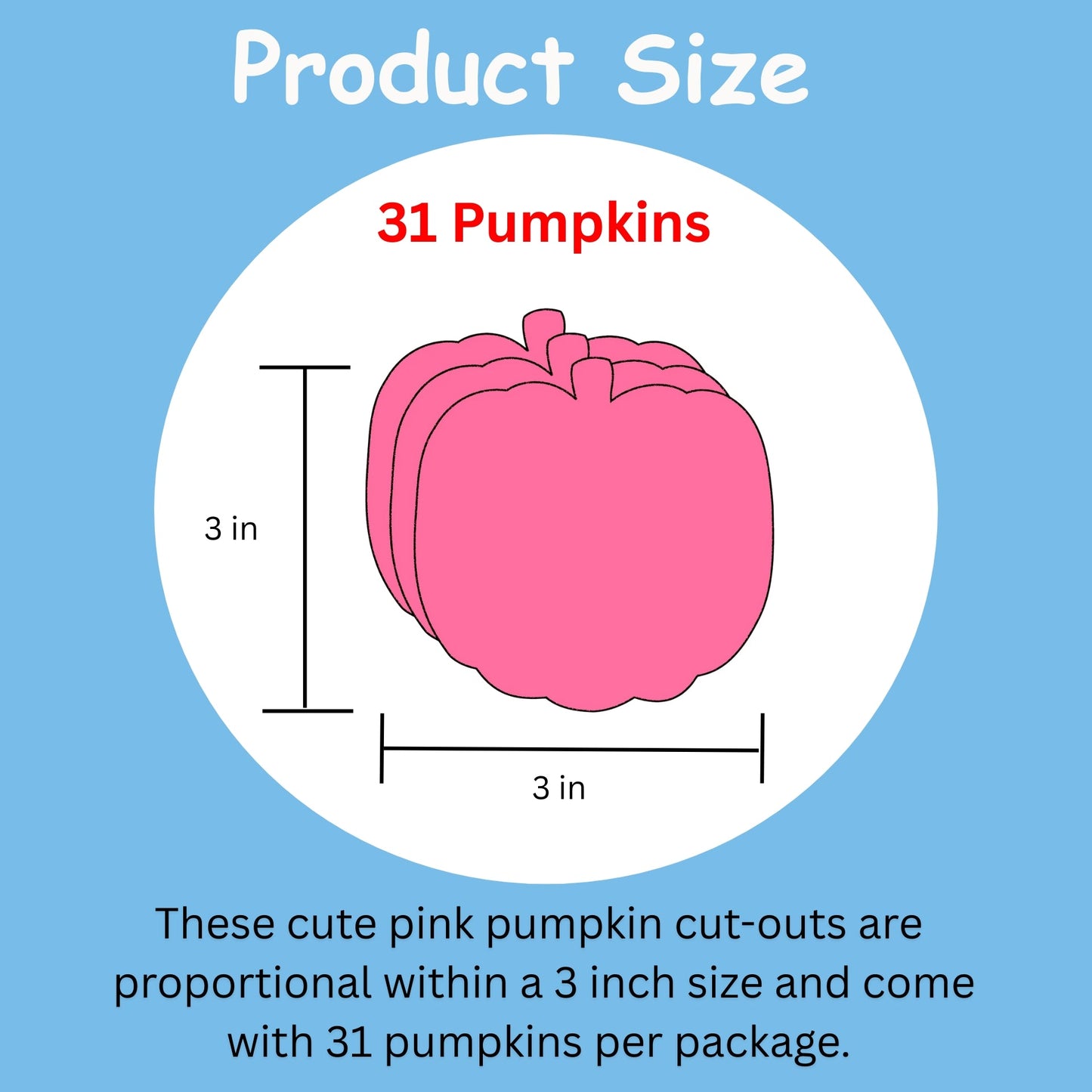 SHAPES ETC. Pretty in Pink-O-Ween Pumpkin Bright Neon Single Color Small Cut-Outs- 3" x 3"