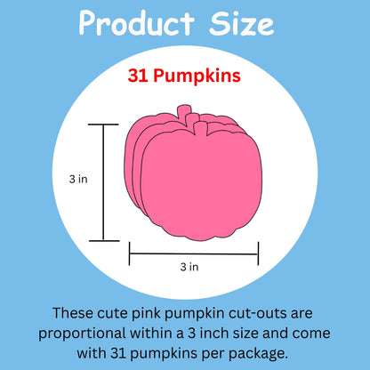 SHAPES ETC. Pretty in Pink-O-Ween Pumpkin Bright Neon Single Color Small Cut-Outs- 3" x 3"