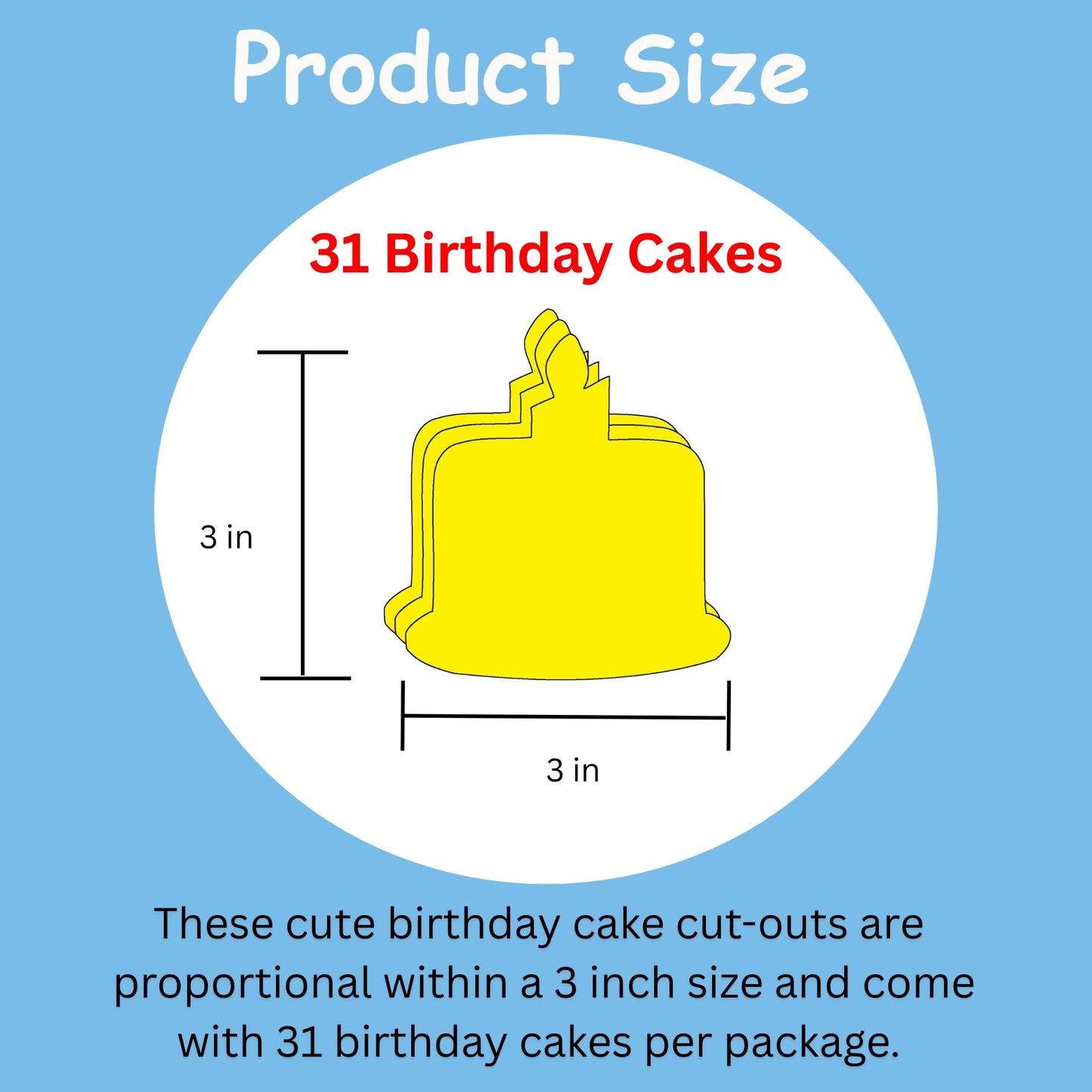 SHAPES ETC. Small Single Color Cut-Out - Birthday Cake