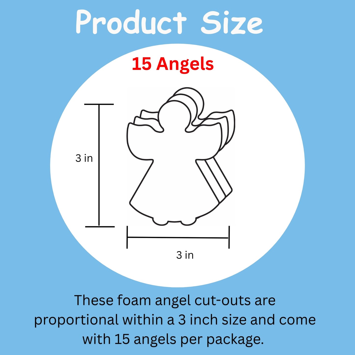 SHAPES ETC. Small Single Color Creative Foam Cut-Outs - Angel