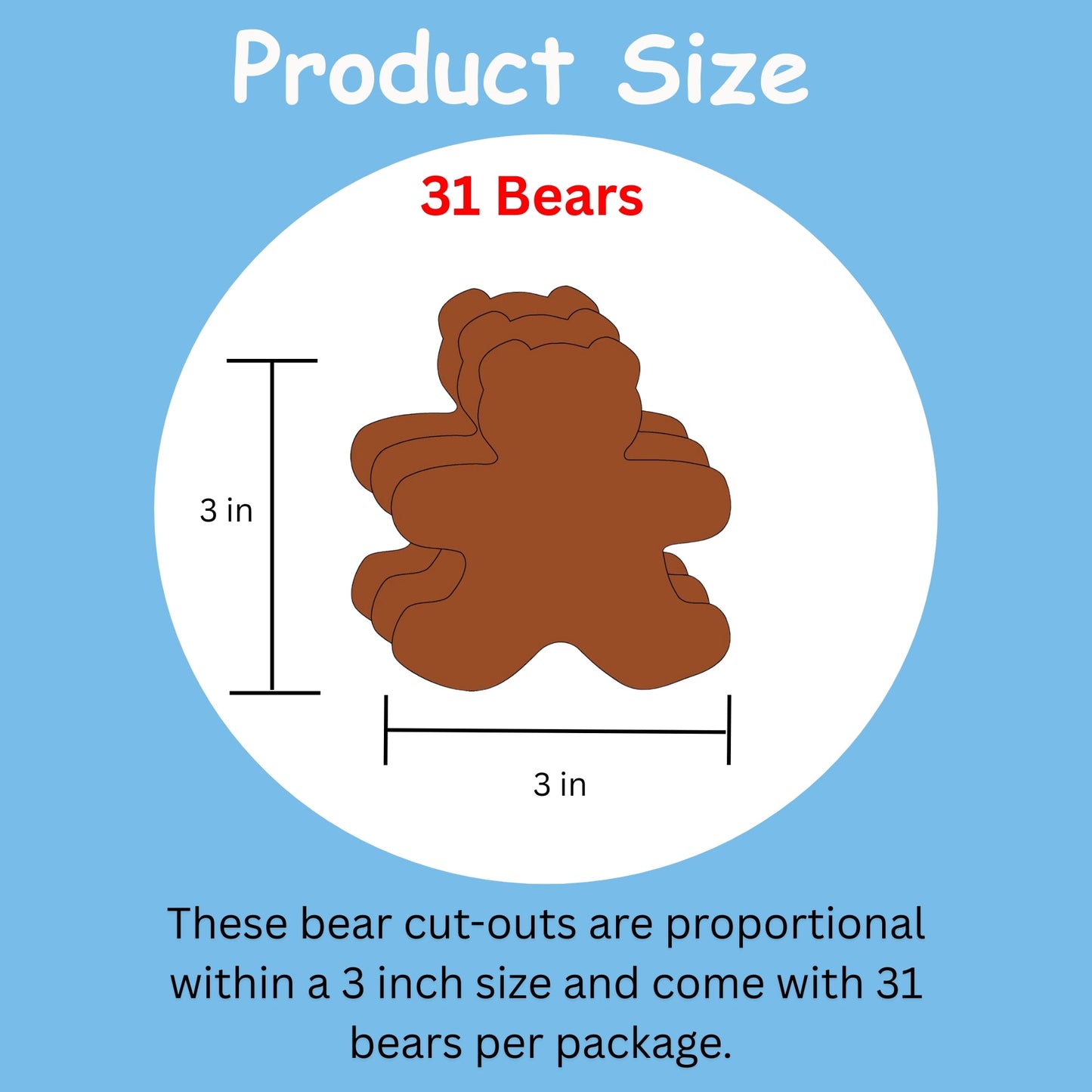 SHAPES ETC. Small Single Color Cut-Out - Teddy Bear