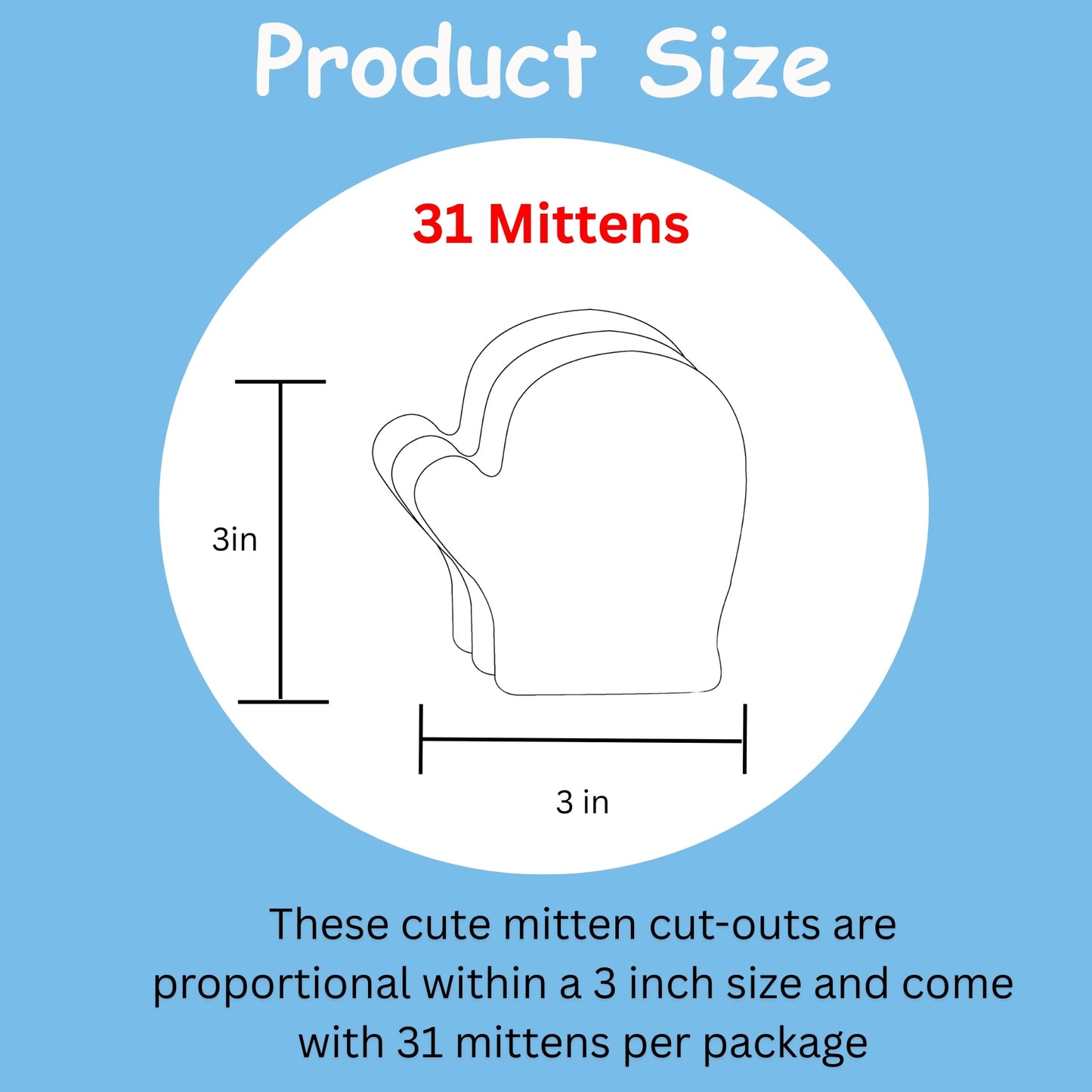SHAPES ETC. Small Single Color Cut-Out - Mitten
