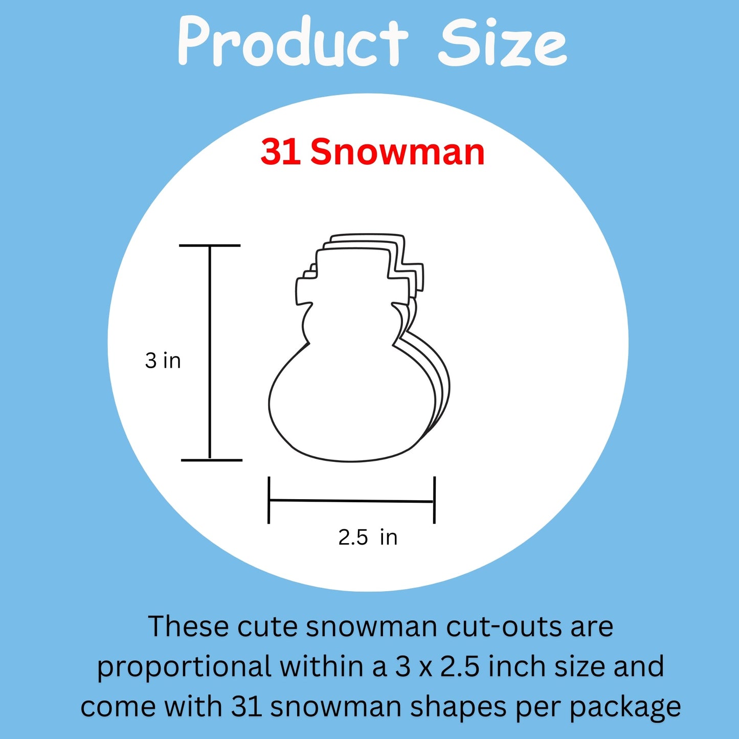 SHAPES ETC. Small Single Color Cut-Out - Snowman