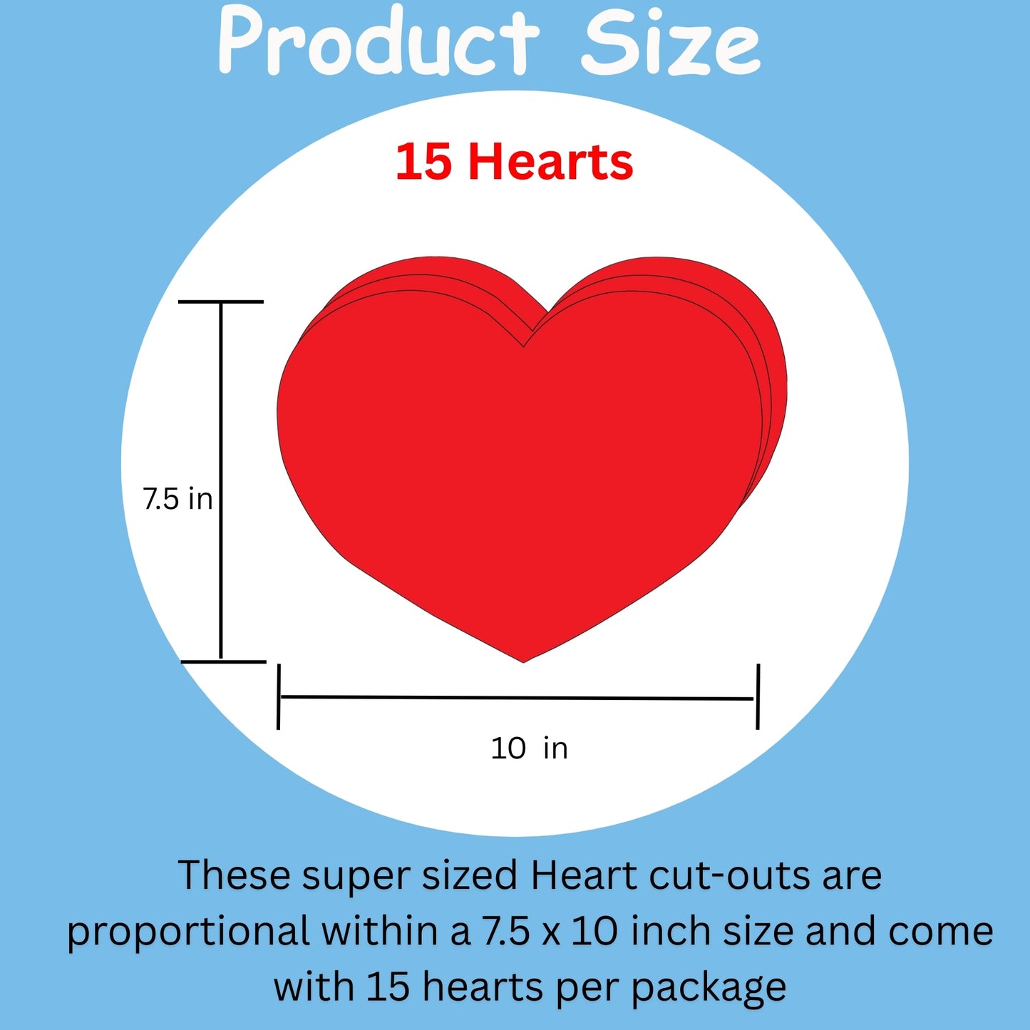 SHAPES ETC. Heart Single Color Super Cut-Outs- 8” x 10”