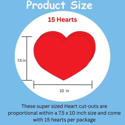 SHAPES ETC. Heart Single Color Super Cut-Outs- 8” x 10”