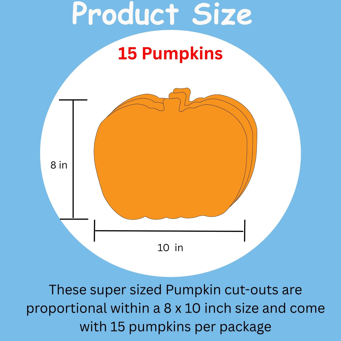 SHAPES ETC. Pumpkin Single Color Super Cut-Outs- 8” x 10”