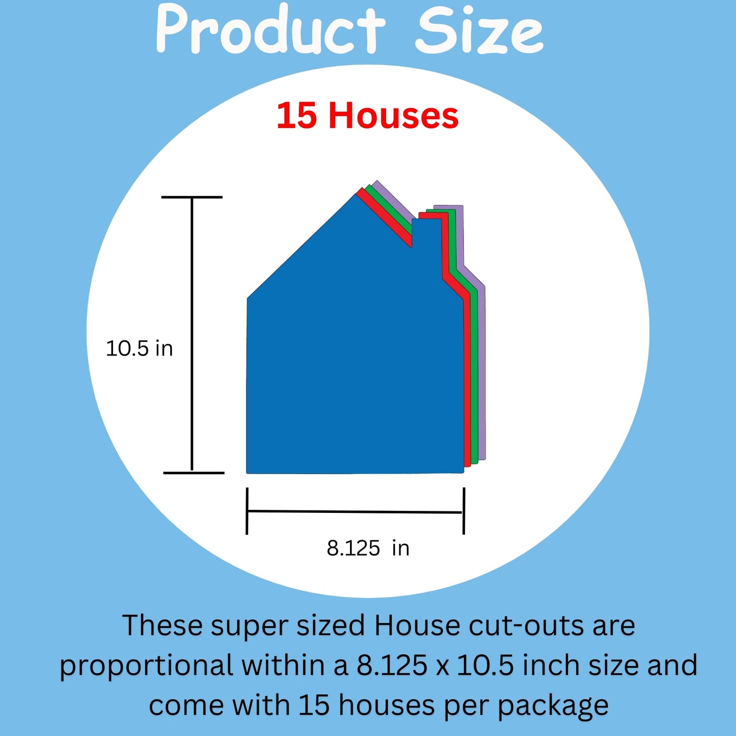 SHAPES ETC. House Assorted Color Super Cut-Outs- 8” x 10”