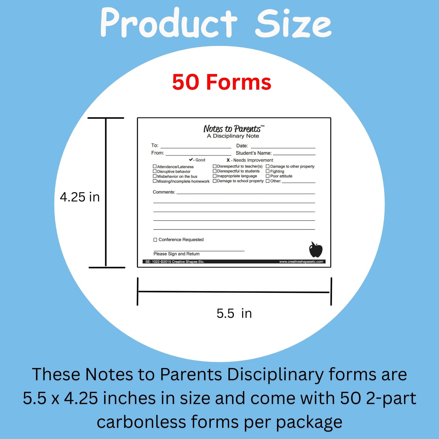 SHAPES ETC. Disciplinary - Notes to Parents