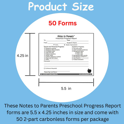 SHAPES ETC. Preschool Progress Report - Notes to Parents