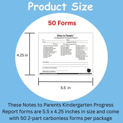SHAPES ETC. Kindergarten Progress Reports - Notes to Parents