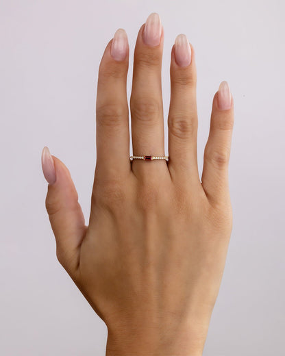 Sterling Silver Thin Garnet CZ Stacking Birthstone Ring