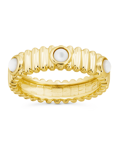 Sterling Silver Terry Pearl Studded Textured Ring