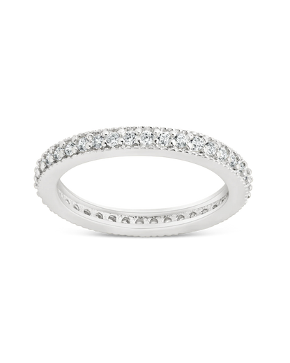 Sterling Silver 2mm Thin CZ Band Ring