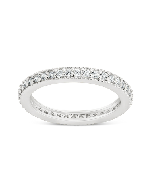 Sterling Silver 2mm Thin CZ Band Ring