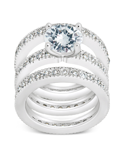 Sterling Silver Brilliant CZ with 2 Bands