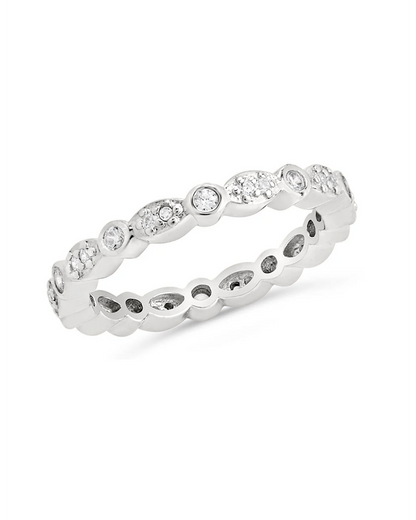 Sterling Silver CZ Bezel Band Ring