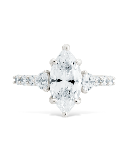 Sterling Silver Marquise & Trillion Ring
